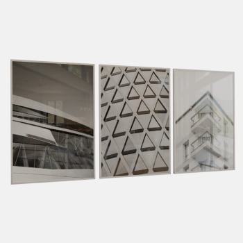 KIT 3 QUADROS  GEOMETRIA URBANA P&B