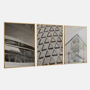 KIT 3 QUADROS  GEOMETRIA URBANA P&B