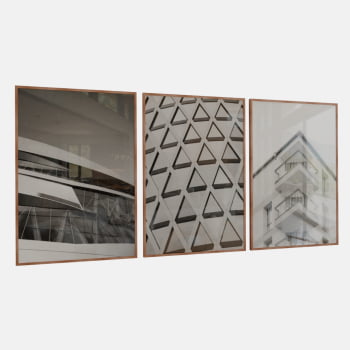 KIT 3 QUADROS  GEOMETRIA URBANA P&B