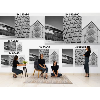 KIT 3 QUADROS  GEOMETRIA URBANA P&B