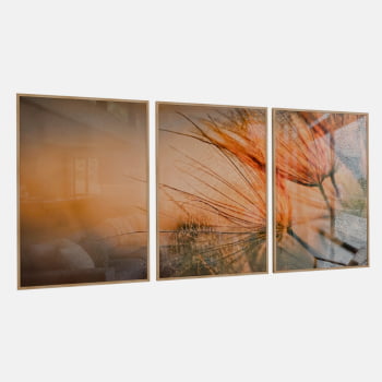 KIT 3 QUADROS DANDELION DOURADO