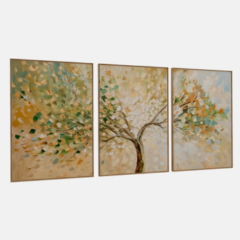 KIT 3 QUADROS PINTURA ÁRVORE TONS VERDES KIT 3 QUADROS PINTURA ÁRVORE TONS VERDES