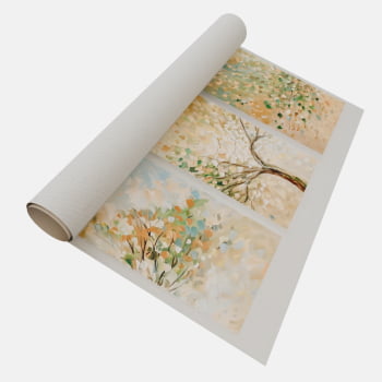 KIT 3 QUADROS PINTURA ÁRVORE TONS VERDES