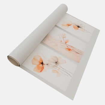 KIT 3 QUADROS FLORES AQUARELA PÔR DO SOL