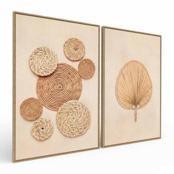 Kit 2 quadros retangulares - Duo Handcrafted Straw