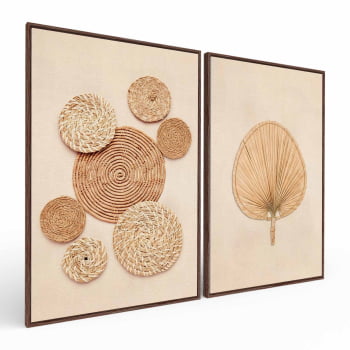 Kit 2 quadros retangulares - Duo Handcrafted Straw