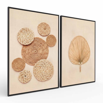 Kit 2 quadros retangulares - Duo Handcrafted Straw