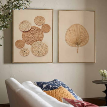 Kit 2 quadros retangulares - Duo Handcrafted Straw