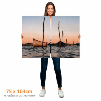Kit 2 quadros retangulares - Barcos ao Entardecer