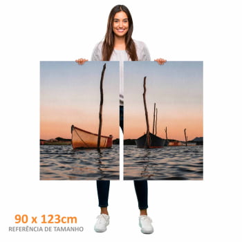 Kit 2 quadros retangulares - Barcos ao Entardecer