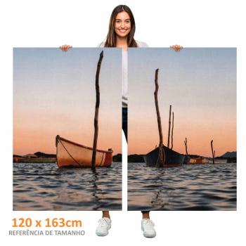 Kit 2 quadros retangulares - Barcos ao Entardecer