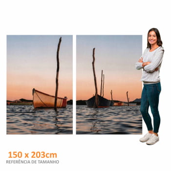 Kit 2 quadros retangulares - Barcos ao Entardecer