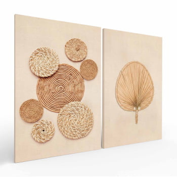 Kit 2 quadros retangulares - Duo Handcrafted Straw