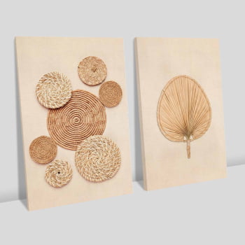 Kit 2 quadros retangulares - Duo Handcrafted Straw