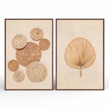 Kit 2 quadros retangulares - Duo Handcrafted Straw