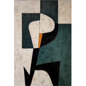 Quadro Retangular - Pintura geométrica verde