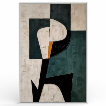 Quadro Retangular - Pintura geométrica verde