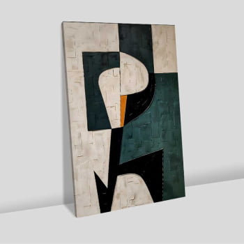 Quadro Retangular - Pintura geométrica verde
