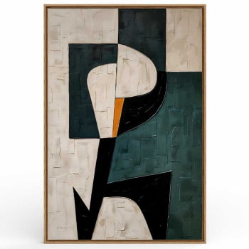 Quadro Retangular - Pintura geométrica verde