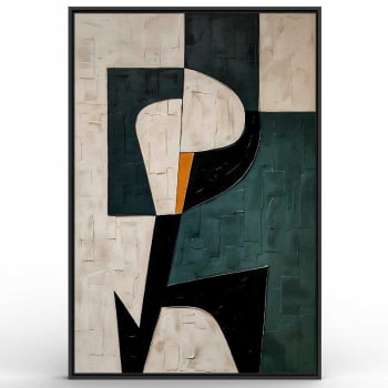 Quadro Retangular - Pintura geométrica verde