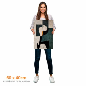 Quadro Retangular - Pintura geométrica verde