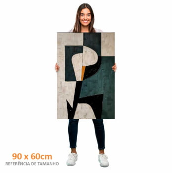 Quadro Retangular - Pintura geométrica verde