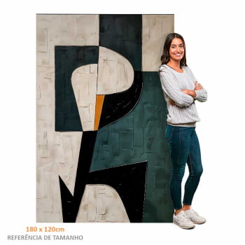 Quadro Retangular - Pintura geométrica verde