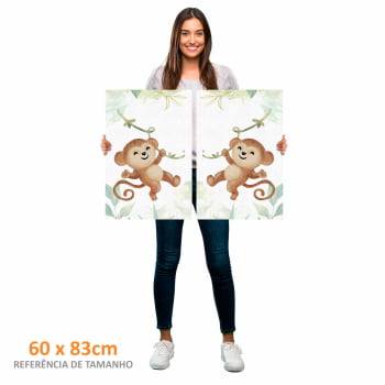 Kit 2 quadros retangulares - Duo Baby Monkeys