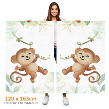 Kit 2 quadros retangulares - Duo Baby Monkeys