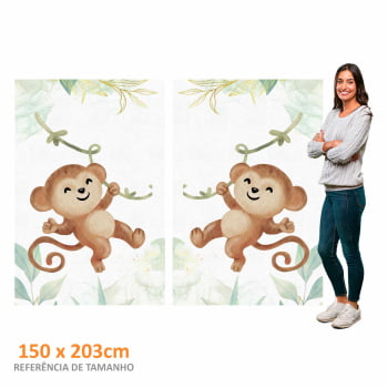 Kit 2 quadros retangulares - Duo Baby Monkeys