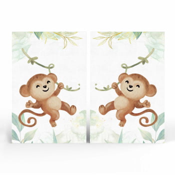 Kit 2 quadros retangulares - Duo Baby Monkeys