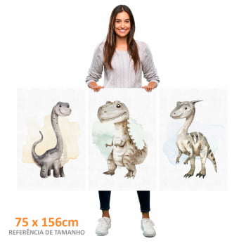 Kit 3 quadros retangulares - Trio Baby Dinos