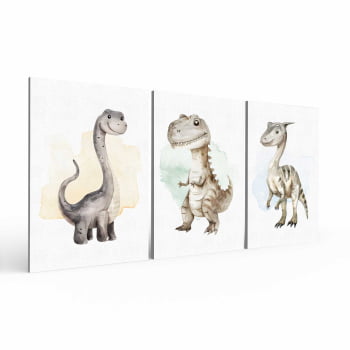 Kit 3 quadros retangulares - Trio Baby Dinos