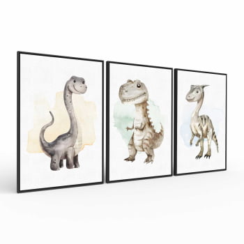 Kit 3 quadros retangulares - Trio Baby Dinos