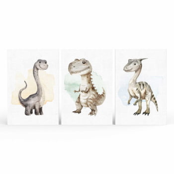 Kit 3 quadros retangulares - Trio Baby Dinos