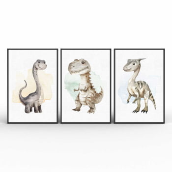 Kit 3 quadros retangulares - Trio Baby Dinos