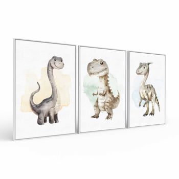 Kit 3 quadros retangulares - Trio Baby Dinos