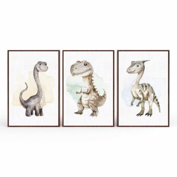 Kit 3 quadros retangulares - Trio Baby Dinos