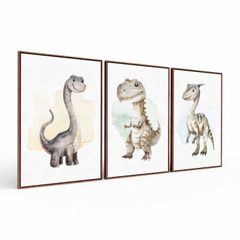 Kit 3 quadros retangulares - Trio Baby Dinos