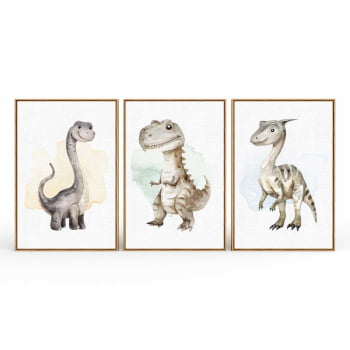 Kit 3 quadros retangulares - Trio Baby Dinos