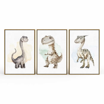 Kit 3 quadros retangulares - Trio Baby Dinos