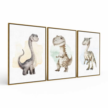 Kit 3 quadros retangulares - Trio Baby Dinos