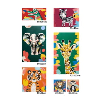 KIT 7 QUADROS SAFARI MAXIMALISTA (126X186cm)