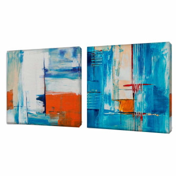 Kit 2 quadros quadrados - Duo Pintura Abstrata
