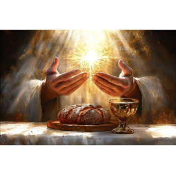 Quadro Personalizado-Decore Paz-Duo quadros-Santa ceia e Jesus sob aguas-Chassi 2x200x100 