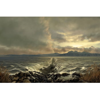 Quadro Personalizado-Decora Paz-Mar Vermelho-Madeira Escura- 120x80 cm