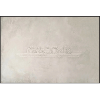 Quadro Personalizado-Decora Paz-Ultima Ceia-Moldura Madeira Clara - 120x80 cm