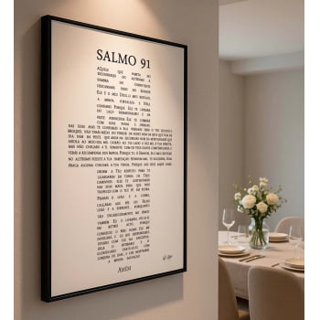 Quadro Personalizado -Casa Mais-Salmo 91- Moldura Preta -120x80 cm 