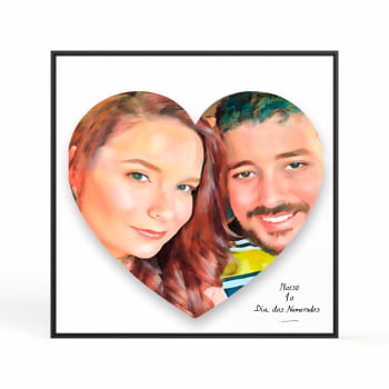 Quadro Personalizado  Quadrado - Namorados Coração (pintura) - 25x25 cm