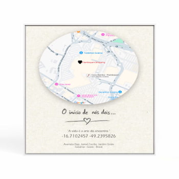 Quadro Personalizado  Quadrado - O início de nós dois-Mapa - 25x25 cm 